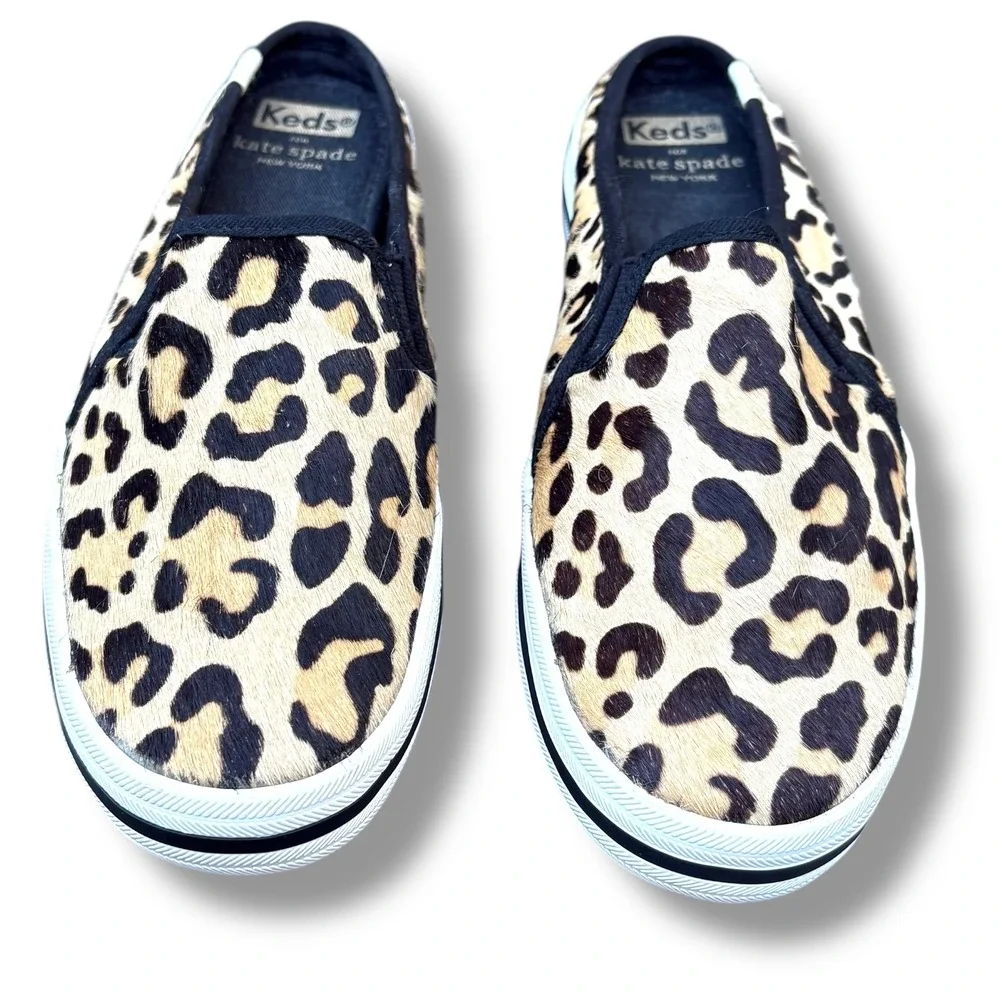 Kate Spade Keds Leopard Print Calf Hair‎ Double Decker Mule Sneakers Women